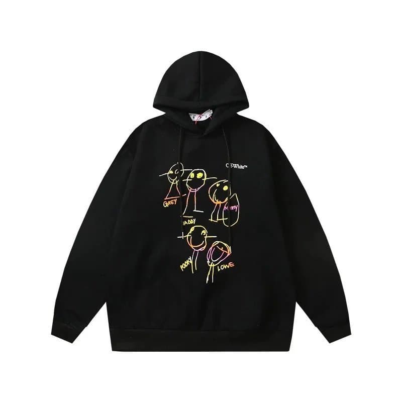 Off-White Hooded Sweatshirt Yellow Industrial Print — A27