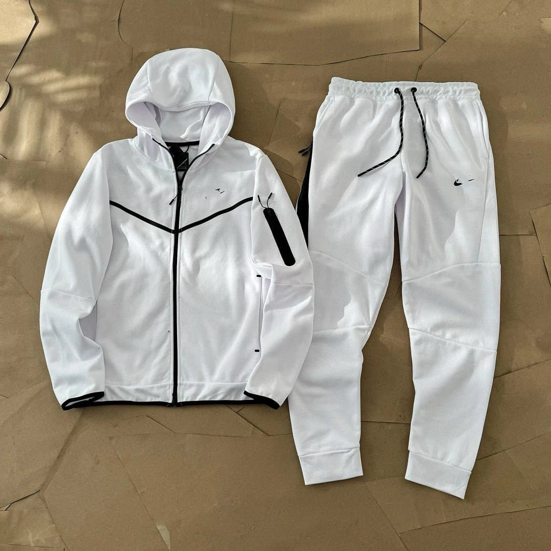Nike Tech Fleece Hoodie and Joggers White/Black