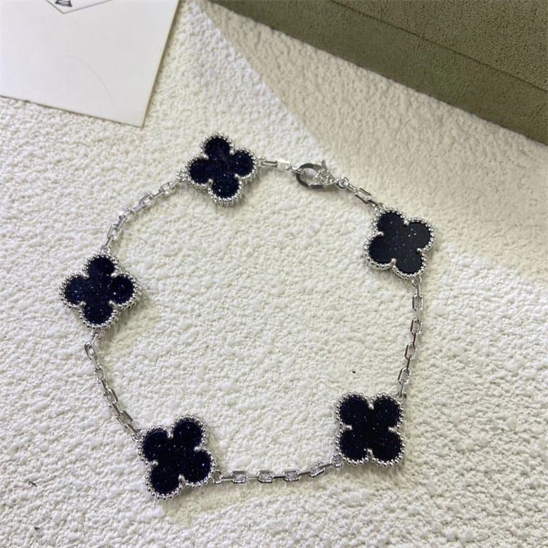 Van Cleef & Arpels Alhambra Bracelet Three Motifs — A18高版本银色黑