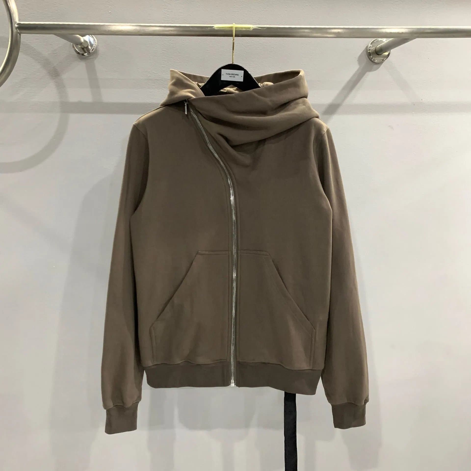Thom Browne Zip-Up Hoodie Asymmetrical Zip