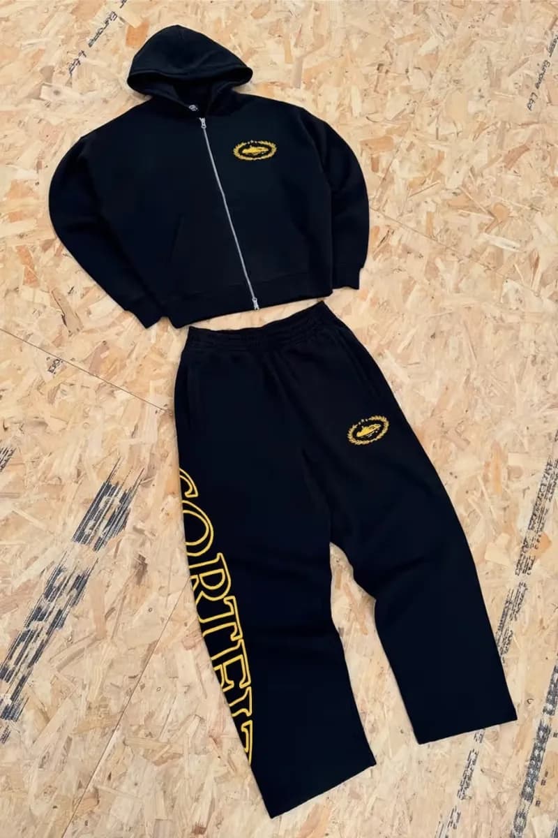 Supreme Zip-Up Hoodie and Joggers Set Black with White Logo — 黑黄套装