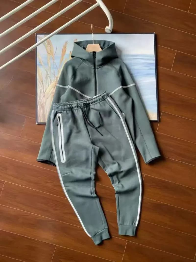 Nike Tech Fleece Hoodie and Joggers Grey with White Stripe