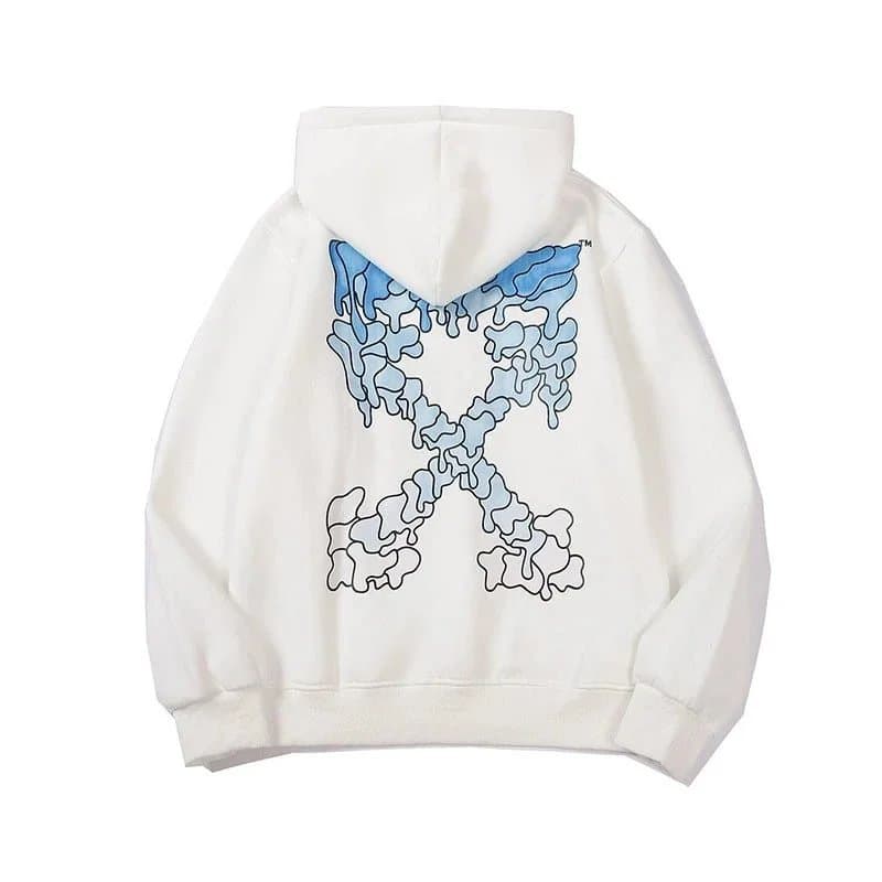 Off-White Hooded Sweatshirt Yellow Industrial Print — A40