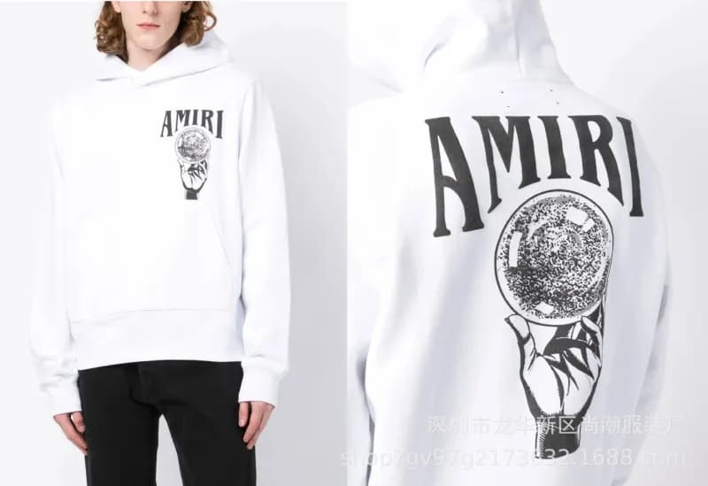 Amiri Logo Hoodie White Print — CA0015
