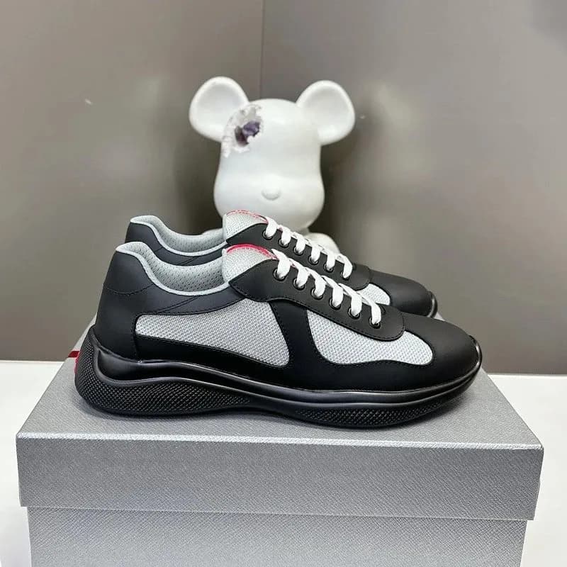 Prada Linea Rossa Sneaker Red Patent and Mesh — 全黑