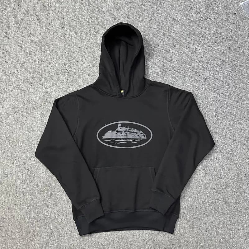 Gallery Dept. Zip-Up Hoodie Heather Grey with White Lining — 910 black black