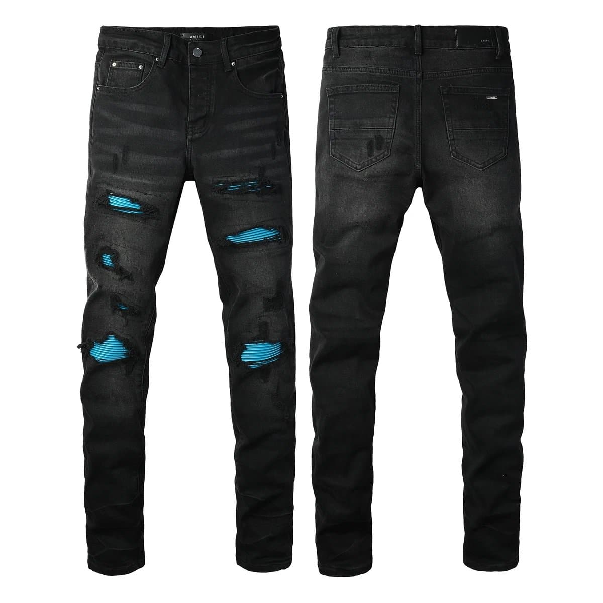 Amiri Motorcycle Jeans Distressed Light Wash — 8912