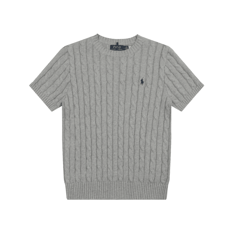 Polo Ralph Lauren Cable Knit Short-Sleeve Sweater Heather Grey
