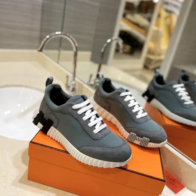 Hermès Oran Sneaker Grey Suede with White Sole