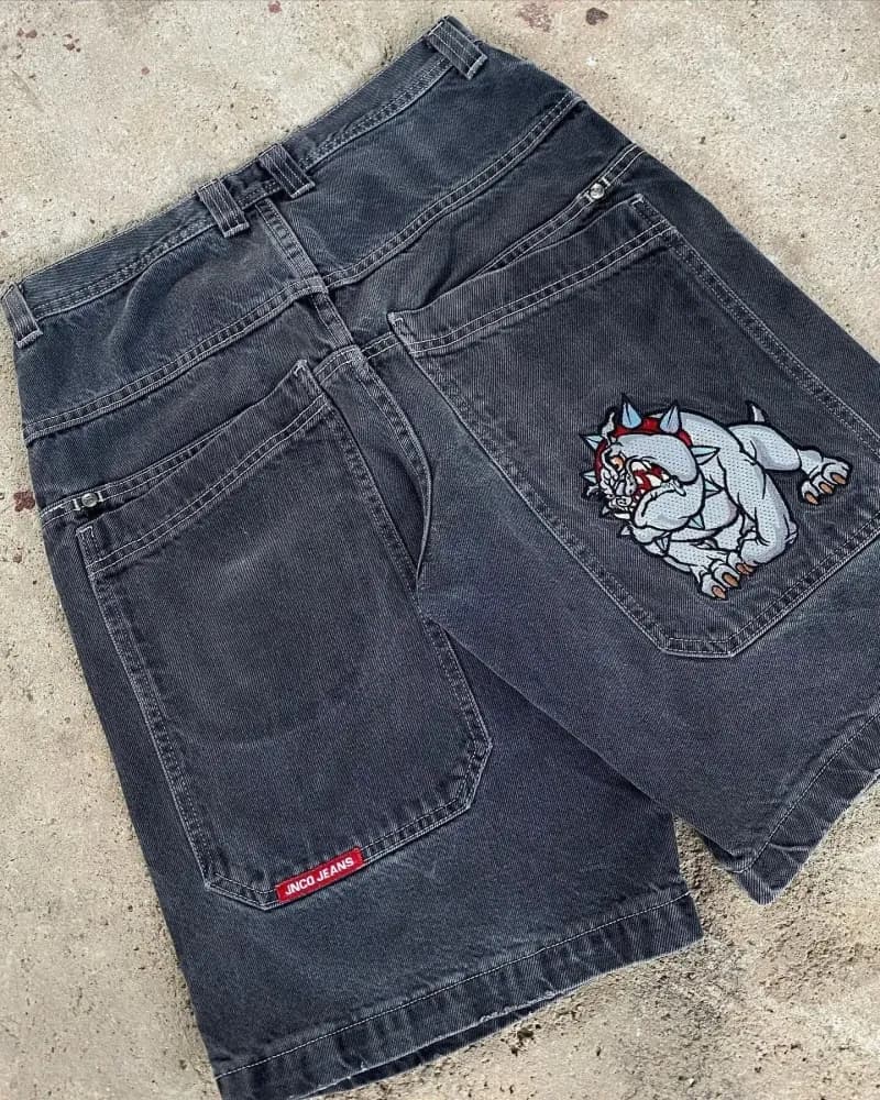 Corduroy Shorts Bulldog Embroidery