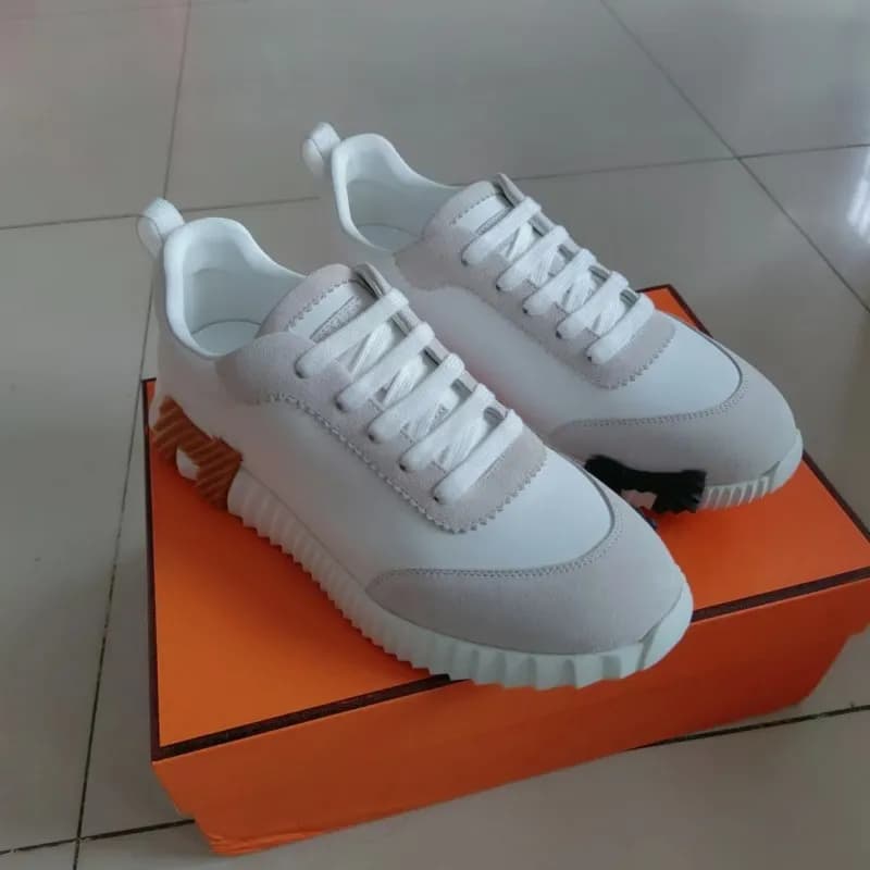 Hermès Run Away White Suede and Leather