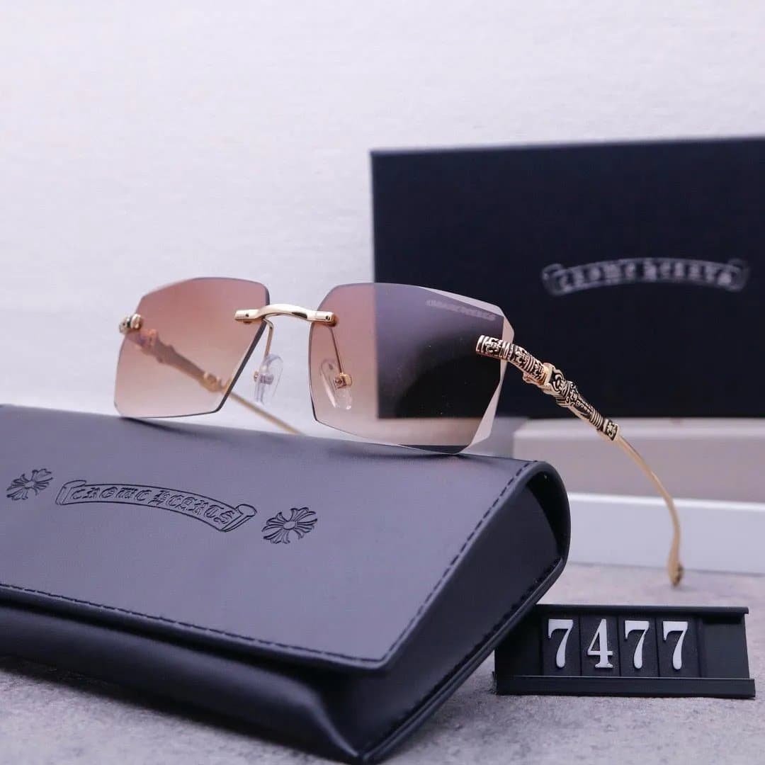 Chrome Hearts Rimless Sunglasses Gradient Lens with Cross Motif Temples