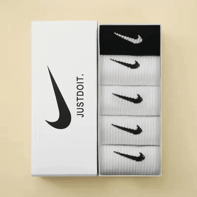 Nike Socks 5-Pack — 5双装【白+白+白+白+黑】