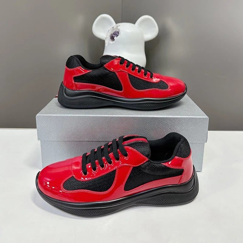 Prada Cloudbust Thunder Black Patent Red Accent — 红黑