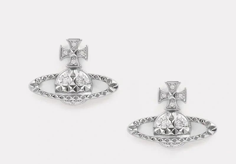 Vivienne Westwood Orb Pendant Necklace Crystal-Embellished — 柳丁耳钉（银色）