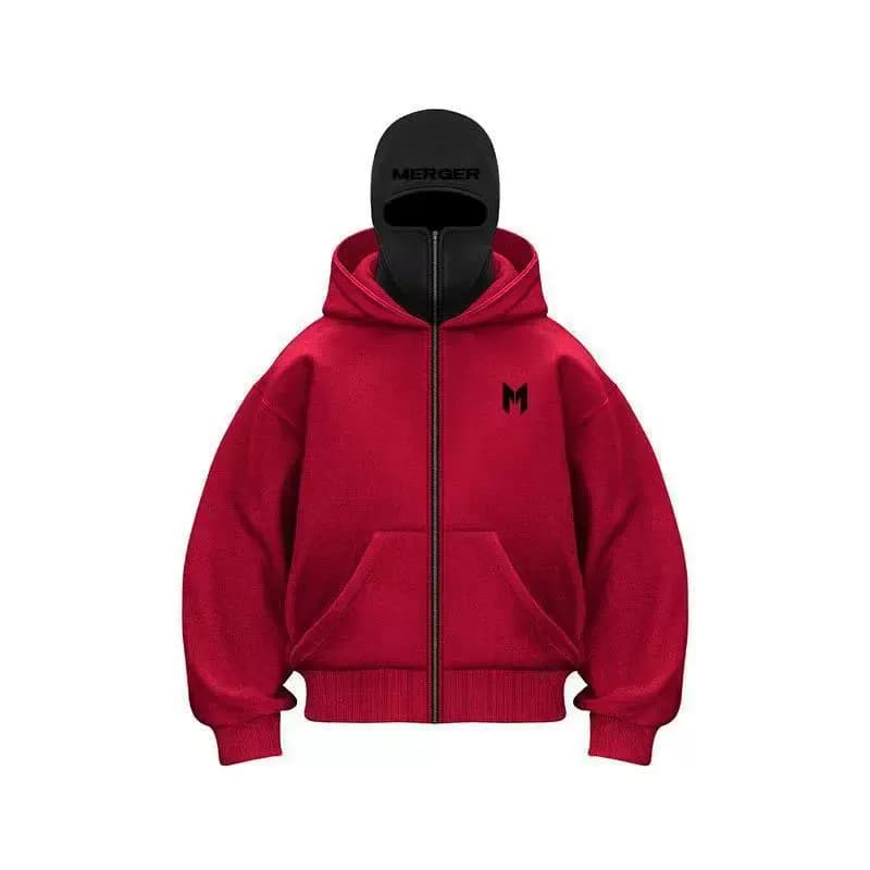 Rhude Zip-Up Hoodie Blood Moon Logo — Q4 red