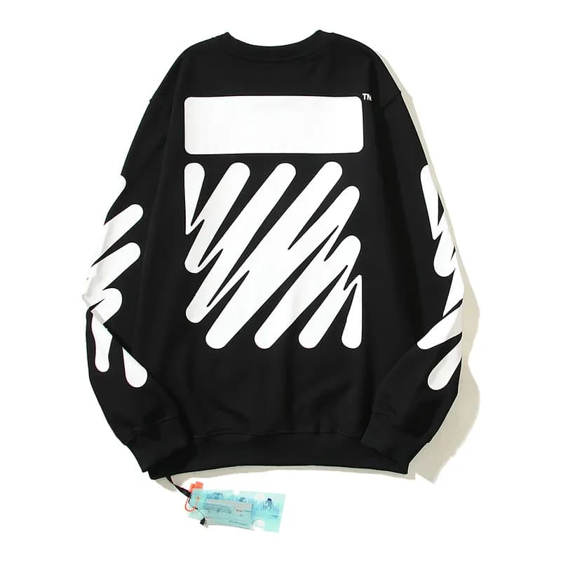 Off-White Cotton Sweatshirt Blue Arrow Print — 2083黑色