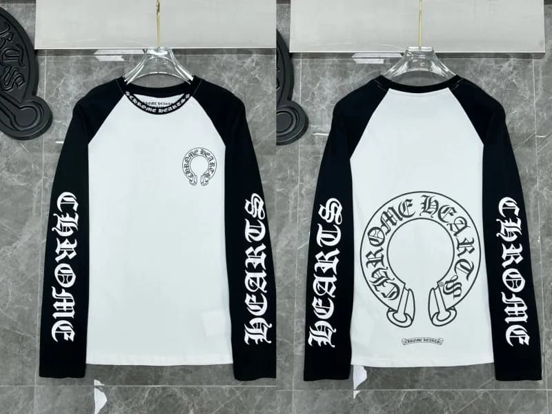 Long Sleeve Raglan Tee Chrome Hearts Logo Print