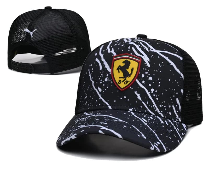 Puma × Ferragamo Trucker Cap Ferrari Shield Splatter