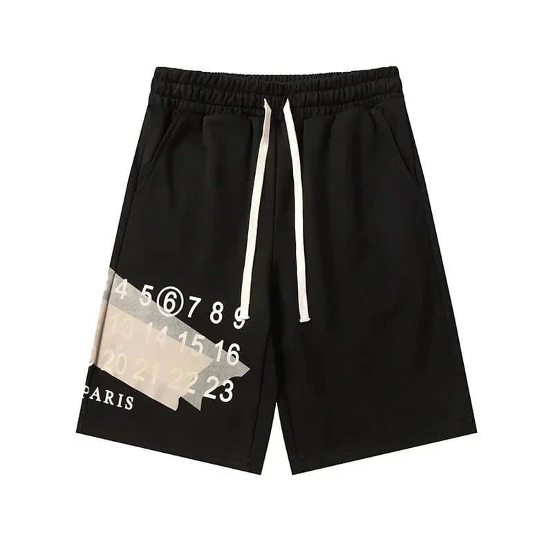 Maison Margiela Logo Tape Shorts Numbers Print
