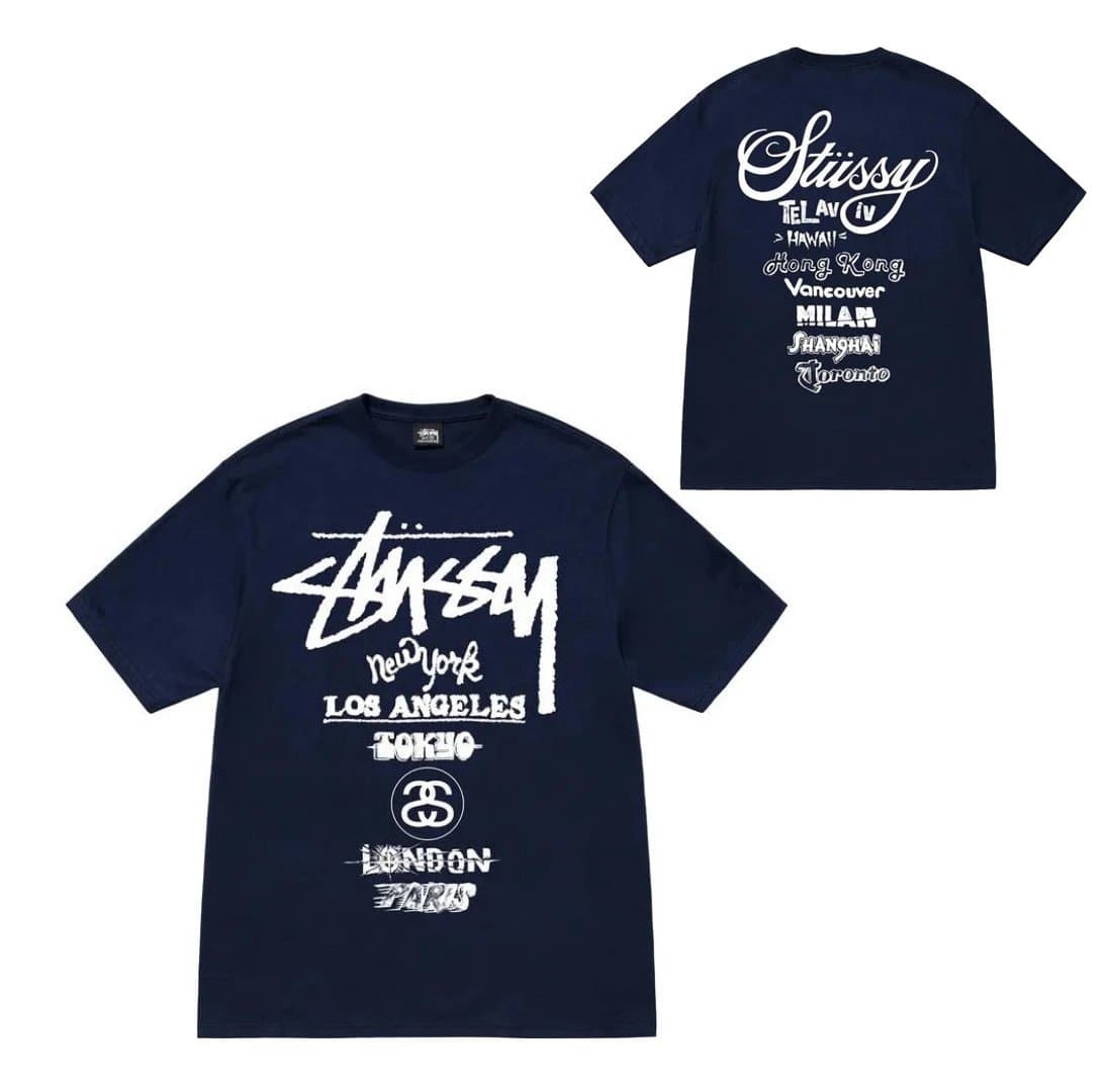 Stüssy Logo Tee Black Script — 914宝蓝色