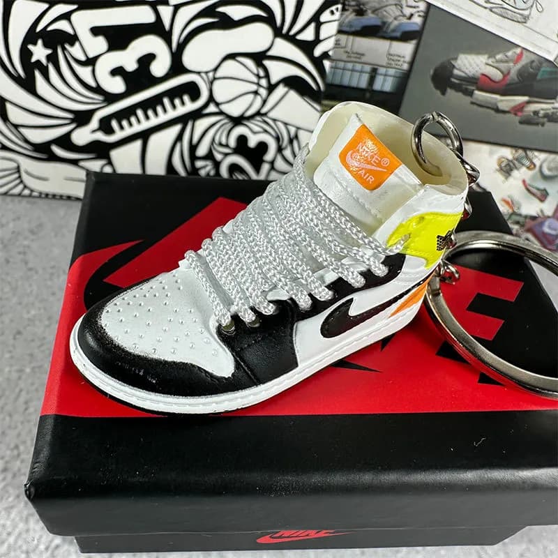 Air Jordan 1 High Miniature Keychain — 85. yellow and orange toes + box