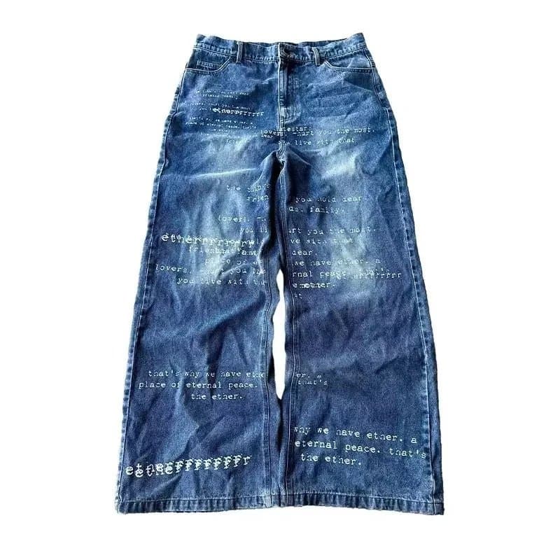 Denim Tears Distressed Jeans Poem Print
