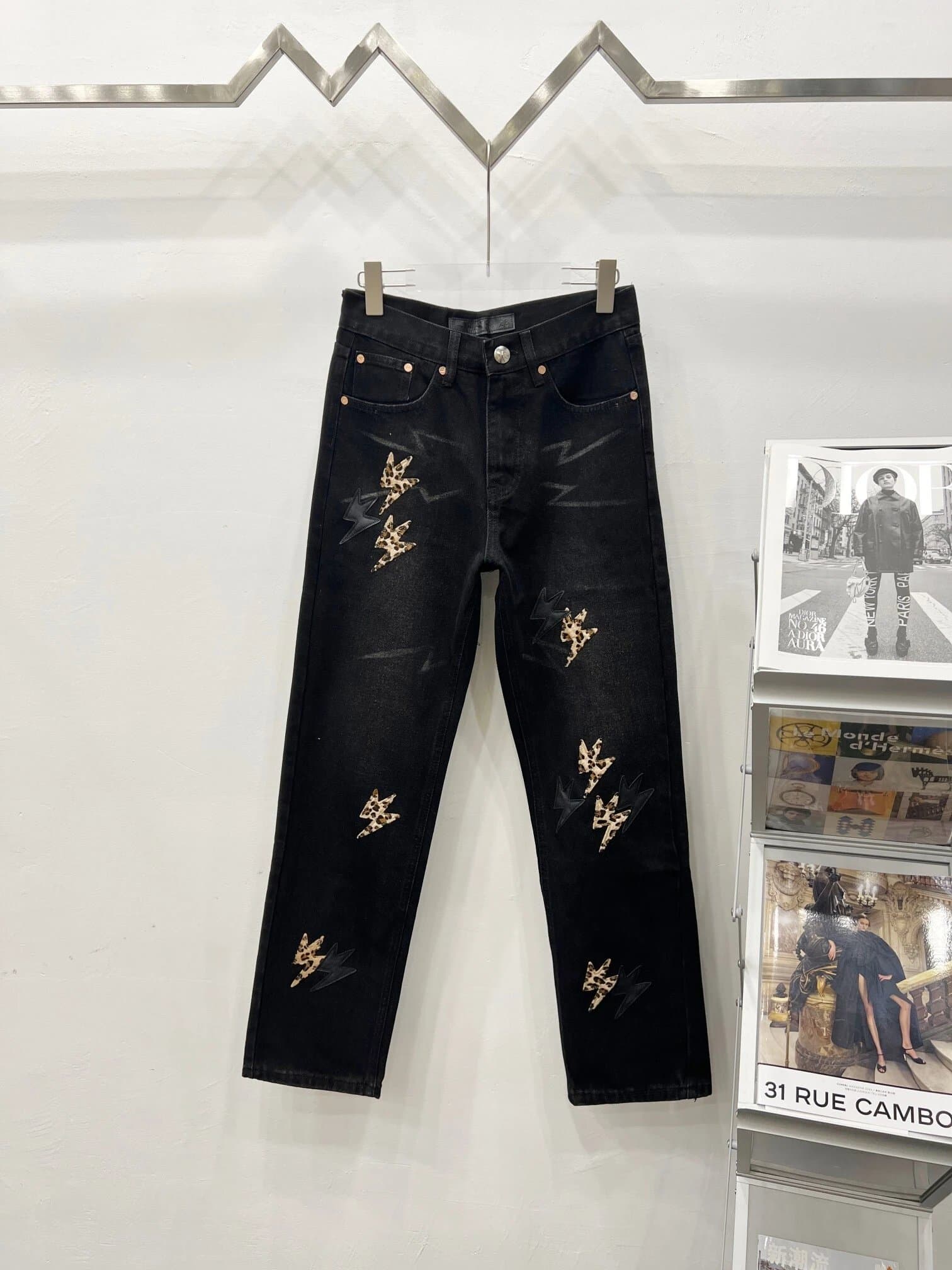 Dior B22 Jeans Leopard Lightning Patch