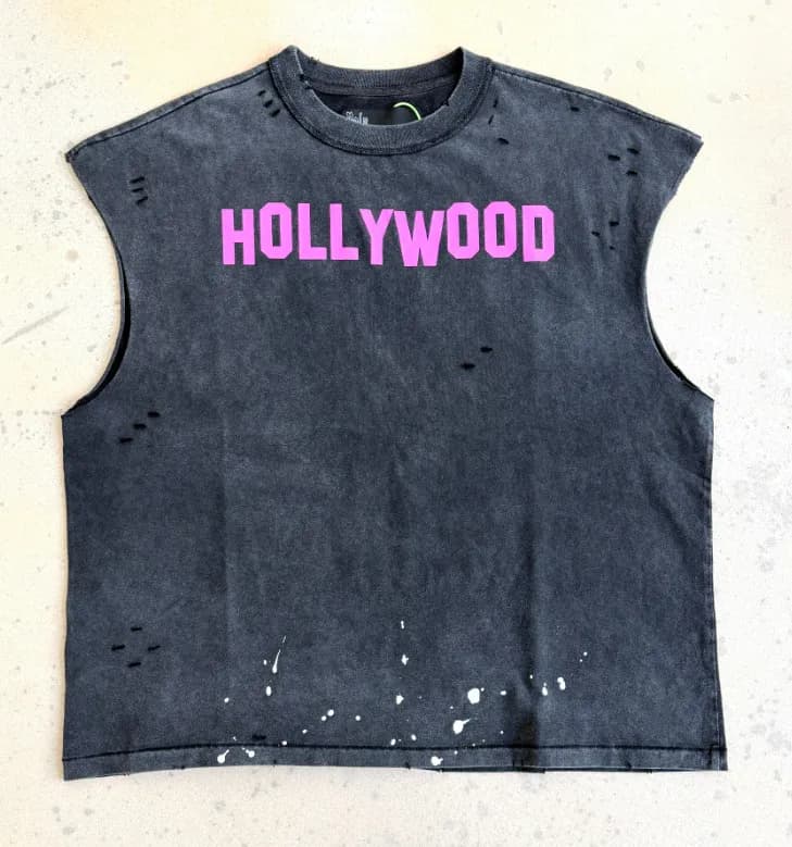 Saint Laurent Graphic Tee Distressed Print — Cvt-17 models