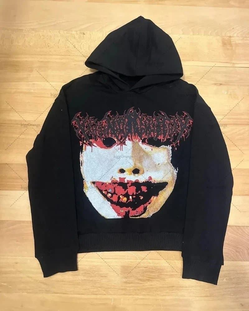 Travis Scott Hoodie Distorted Face Graphic — 黑色01