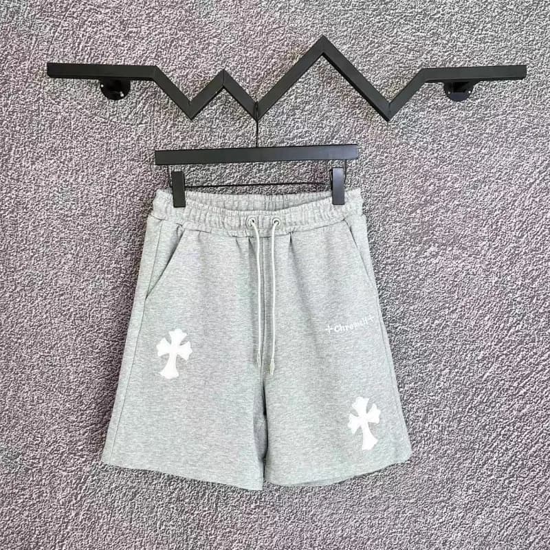 Chrome Hearts Cross-Embroidered Shorts Heather Grey with White Crosses