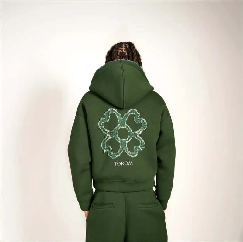 Gallery Dept. Zip-Up Hoodie and Joggers Set Embroidered Floral — 绿色上衣