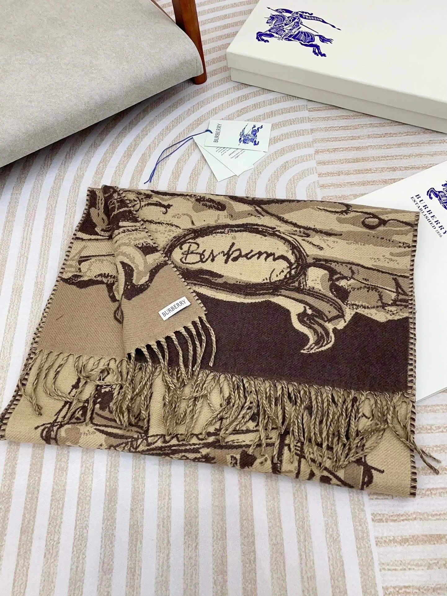 Burberry Equestrian Knight Scarf Archive Print