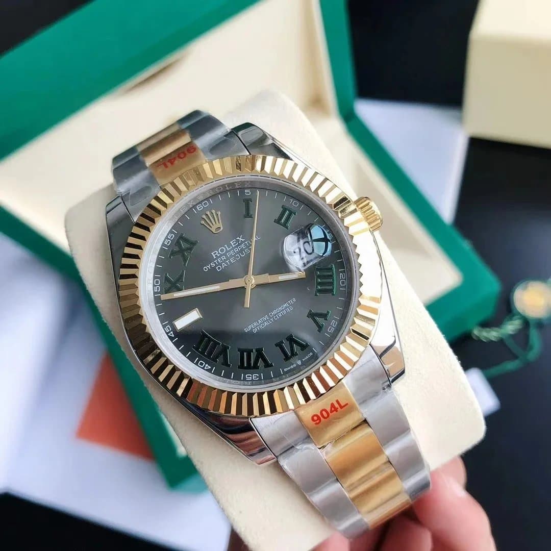 Rolex Datejust Two-Tone Green Roman Dial