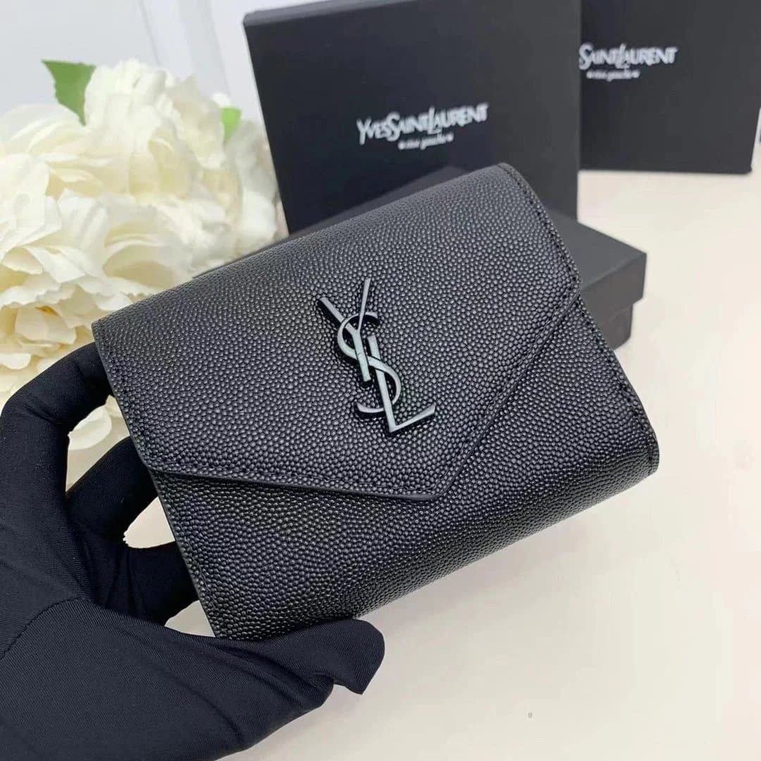 Saint Laurent Compact Wallet Grain de Poudre