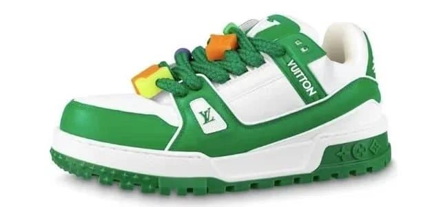Louis Vuitton LV Trainer Monogram Suede — 白绿