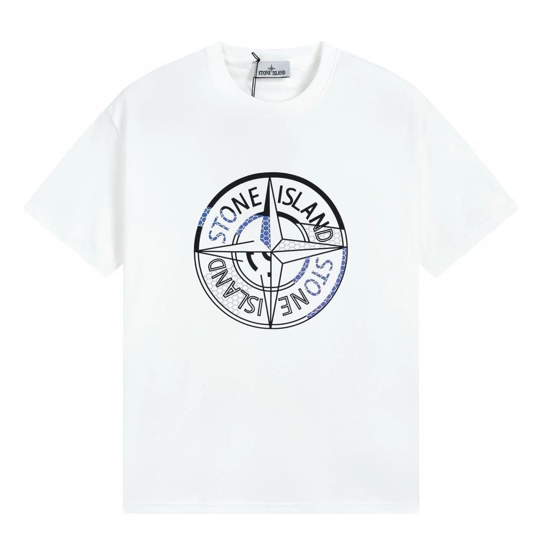 Stone Island Compass Logo T-Shirt Split Compass Print — 6