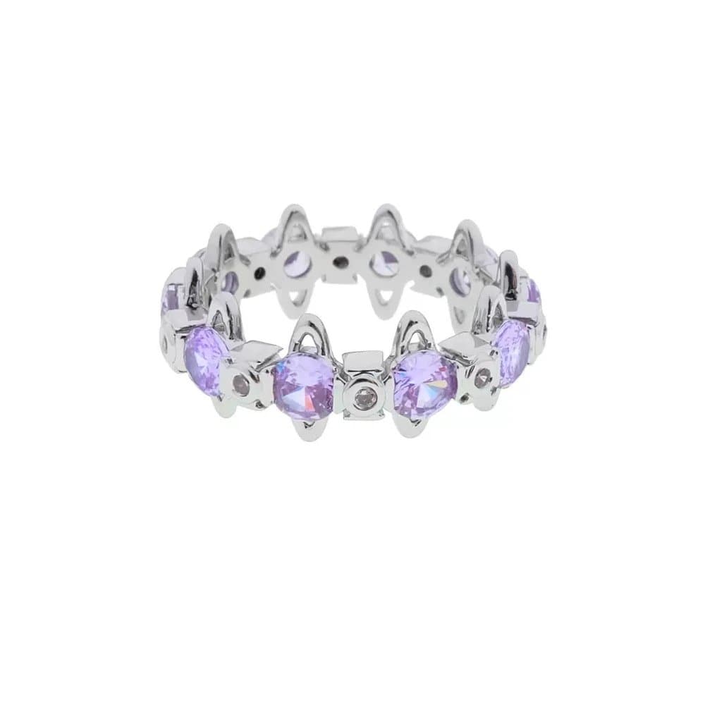 Chrome Hearts Cross Link Bracelet Amethyst — 7号 · 银色紫钻