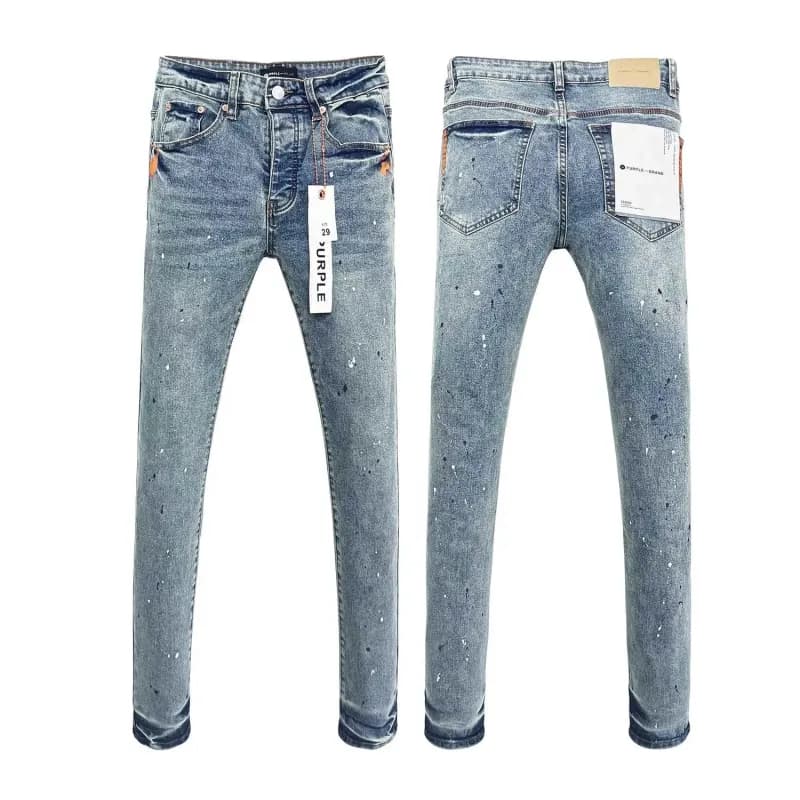 Distressed Jeans Paint-Splatter & Roman Numeral Print — WM49