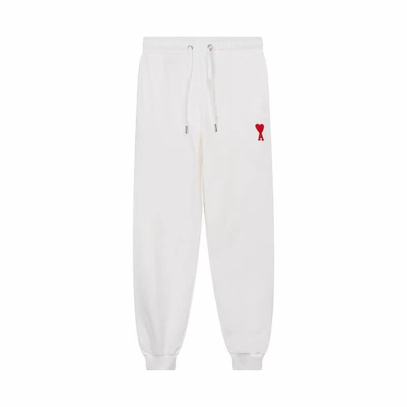 AMI Paris Zip-Up Hoodie Solid Pink — 白色裤
