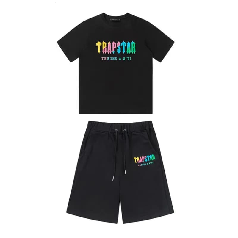 Trapstar Logo Tee & Shorts Set Rainbow Logo