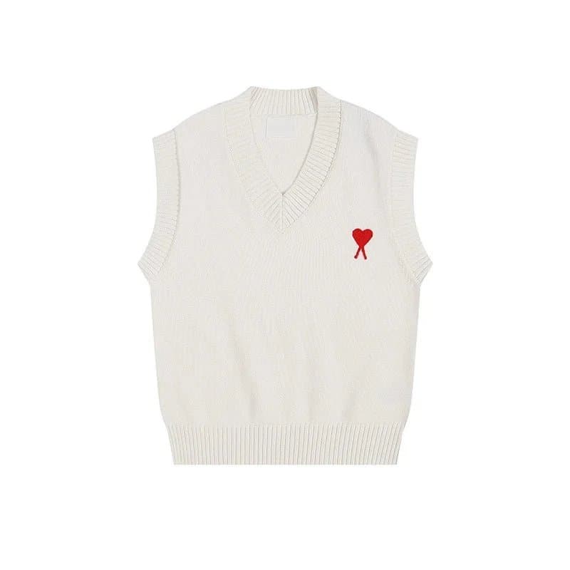 Comme des Garçons V-Neck Vest Red Heart Logo