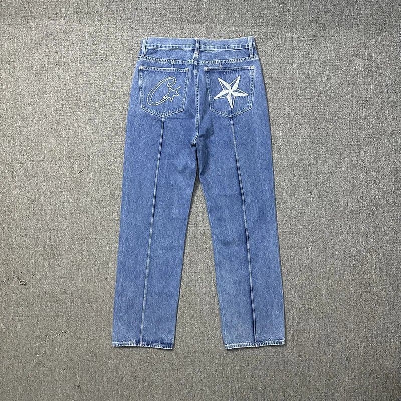 Denim Jacket Corteiz Logo Back — 8009蓝