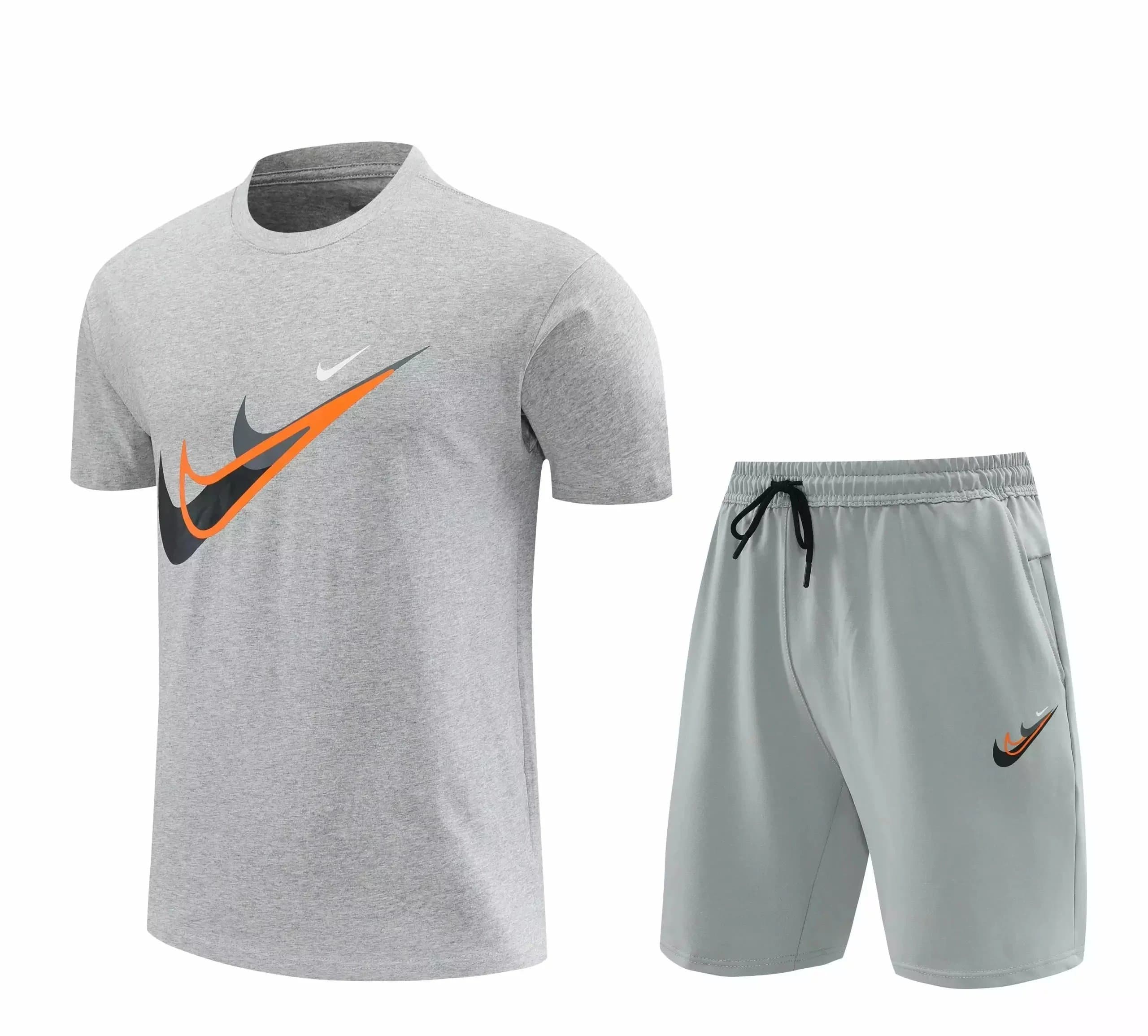 Nike Swoosh Graphic Set Heather Grey with Orange Black Swoosh