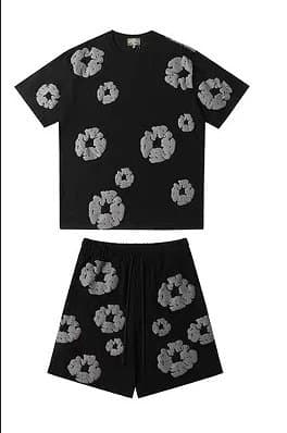 Off-White Shorts Set Cloud Print — TZ01黑灰套装