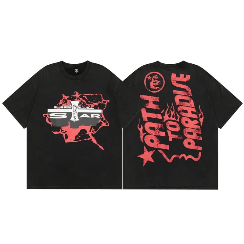 Corteiz Path to Paradise Tee Black/Red Graphic