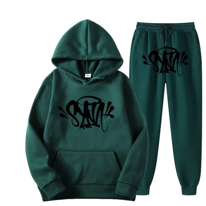 Sp5der Hoodie and Joggers Set Graffiti Logo