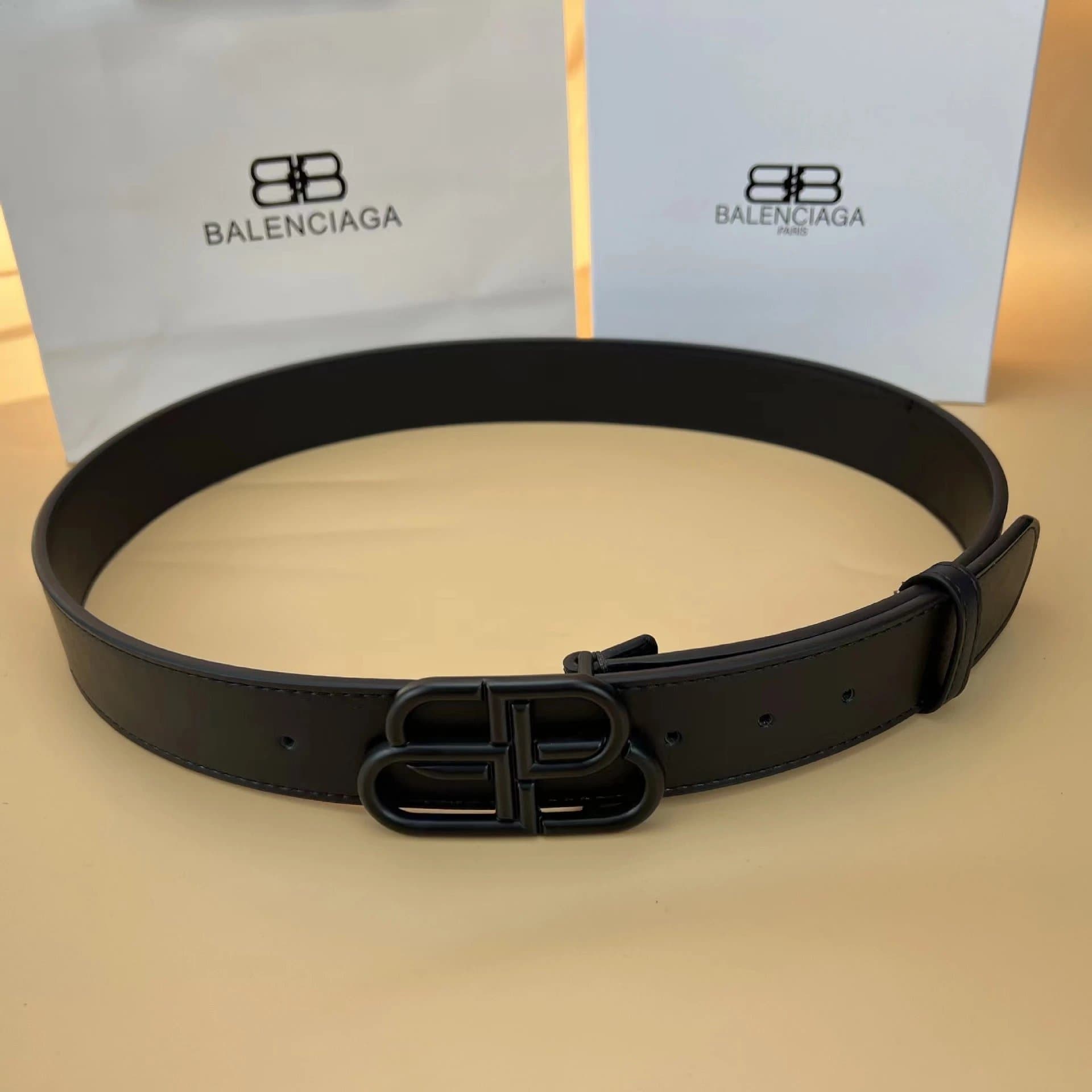 Balenciaga BB Belt Matte Black