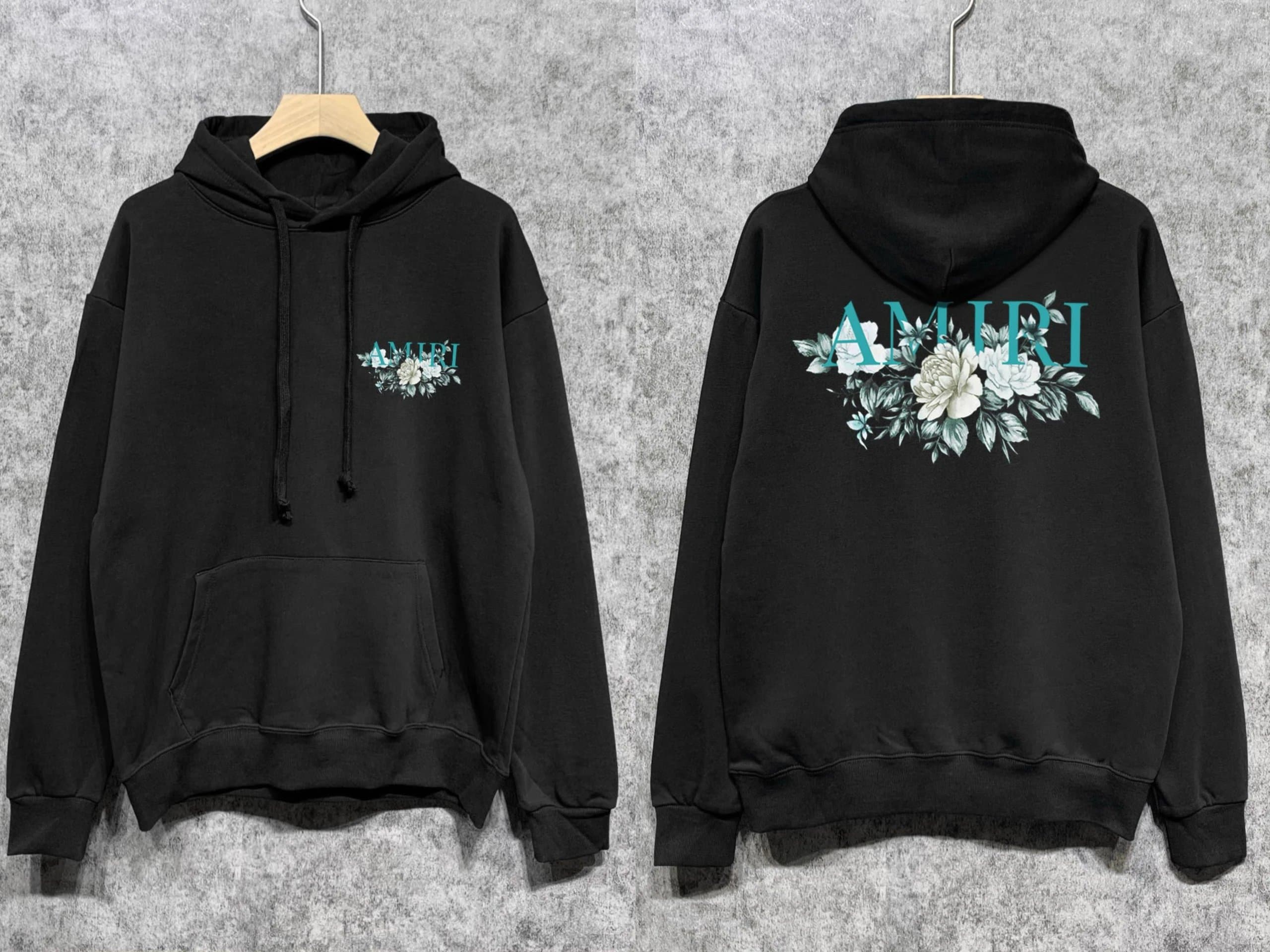 Amiri Floral Hoodie Teal Floral Print