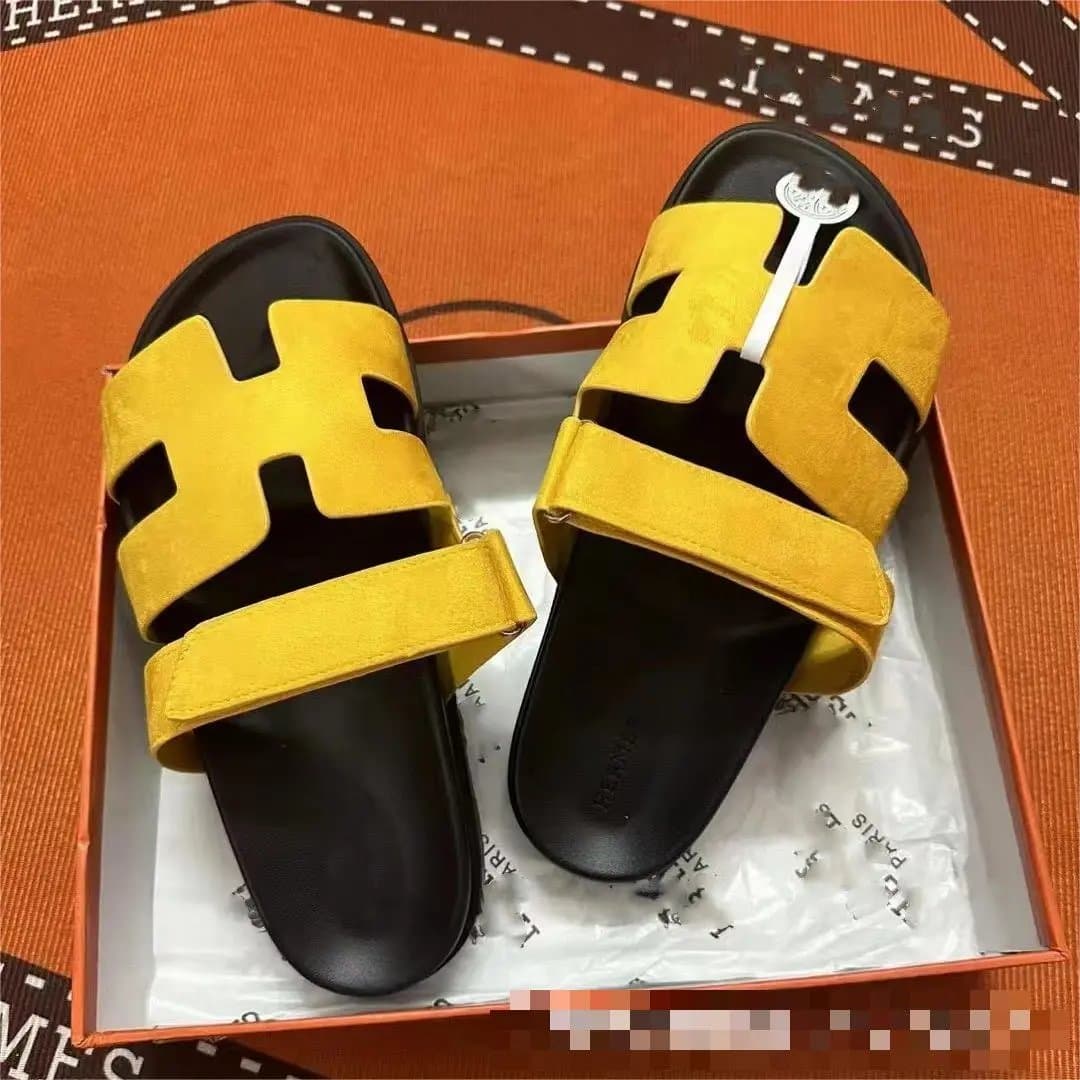 Hermès Oran Slide H Logo Suede
